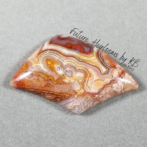 Large Laguna Lace Agate Cab * 47.29 X 29.42 X 8.09mm * Old stock cab* LLA09D2 - Picture 1 of 12